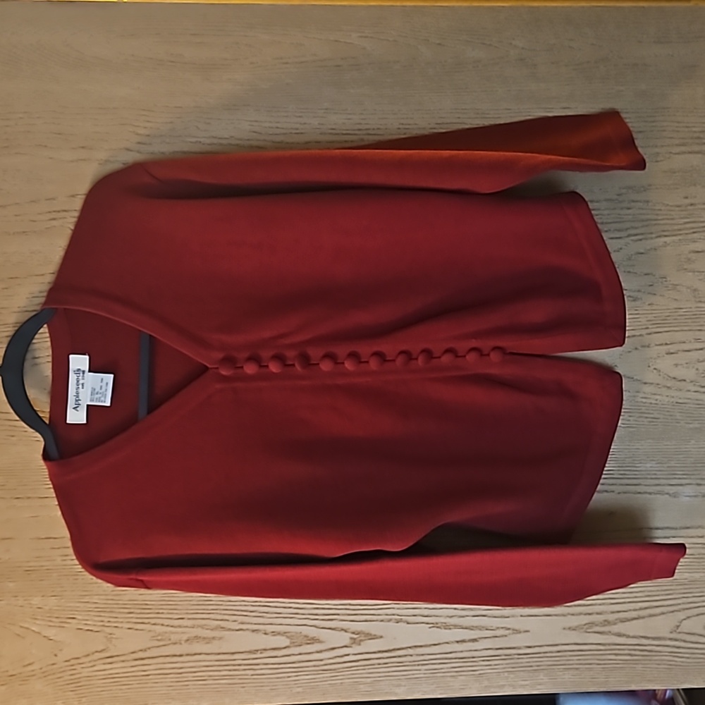 Apppleseed's Red Women's Sweater with faux buttons.